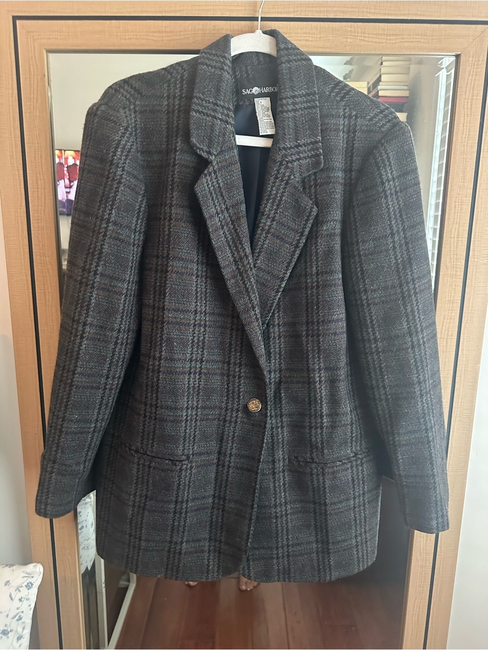 Sag Harbor Women's Charcoal Plaid Blazer